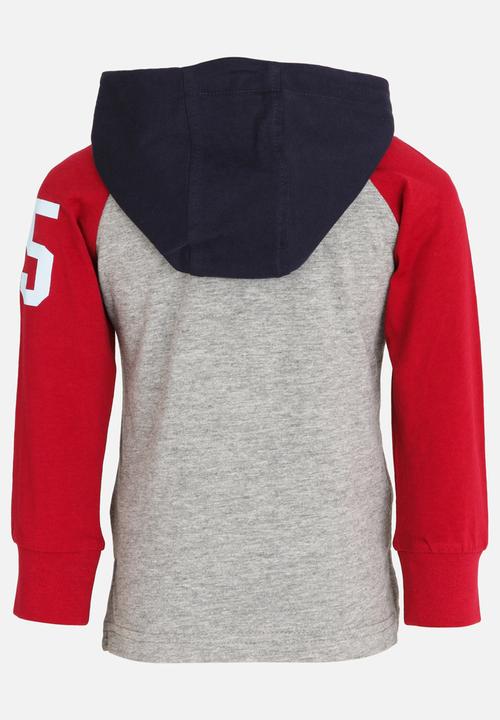 MINOTI - Printed Raglan Sleeve Hoodie Grey Melange