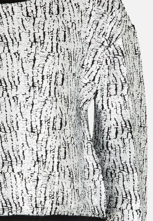 MINOTI - Cropped foil print jumper - silver & black 