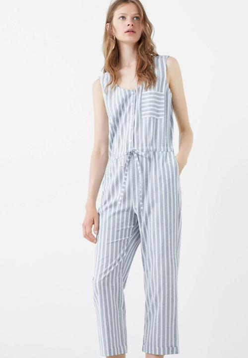 mango striped long jumpsuit