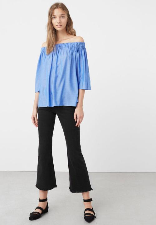 MANGO - Off-the-shoulder Blouse Blue
