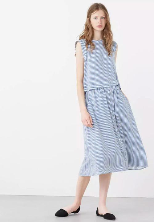 MANGO - Striped Sleeveless Top Blue and White