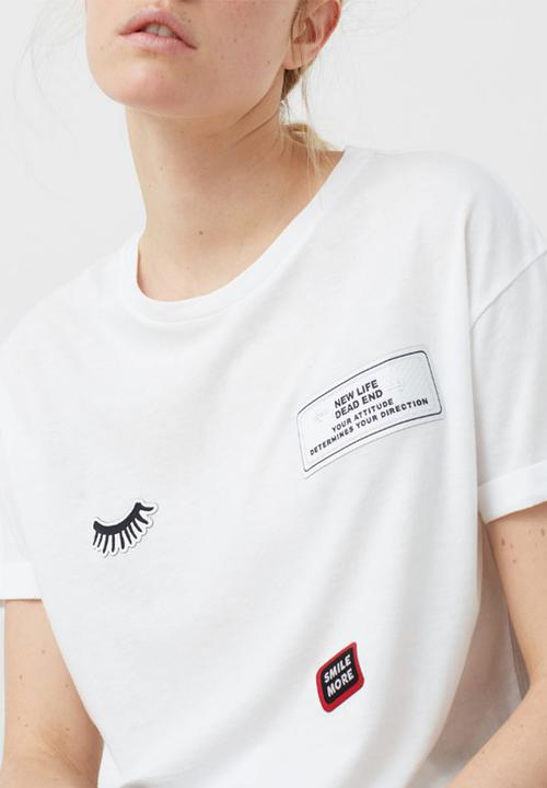 MANGO - Decorative Patches T-shirt White