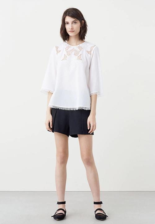 MANGO - Openwork Panel Blouse White