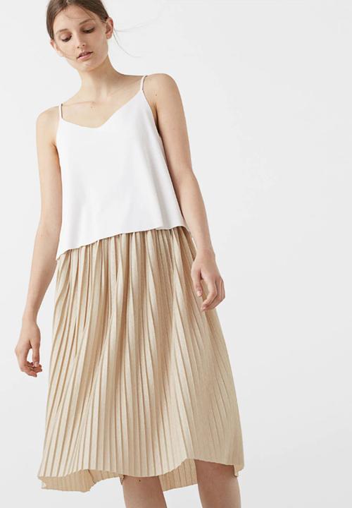 MANGO - Midi Pleated Skirt Gold