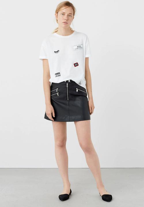 MANGO - Decorative Patches T-shirt White