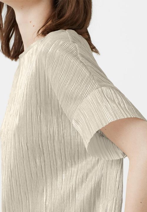 MANGO - Pleated T-shirt Gold