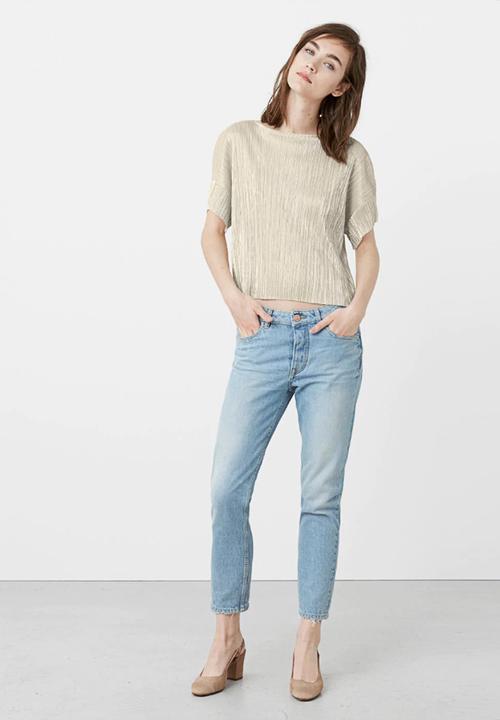 MANGO - Pleated T-shirt Gold