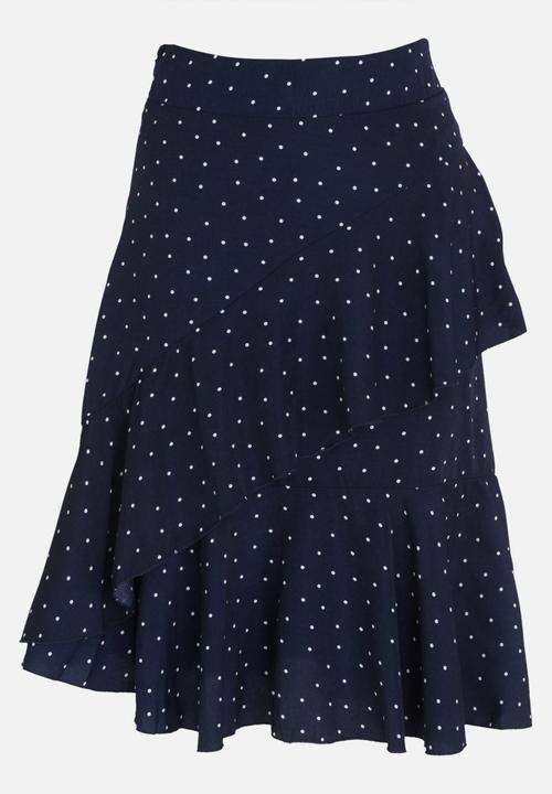 Revenge - Frilled Midi Skirt Navy