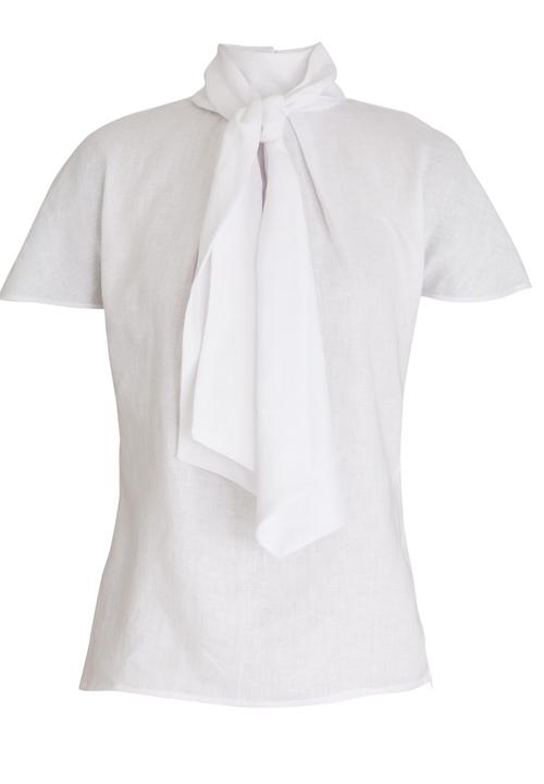 DAVID by David Tlale - Capped Sleeve Pussy Bow Blouse White