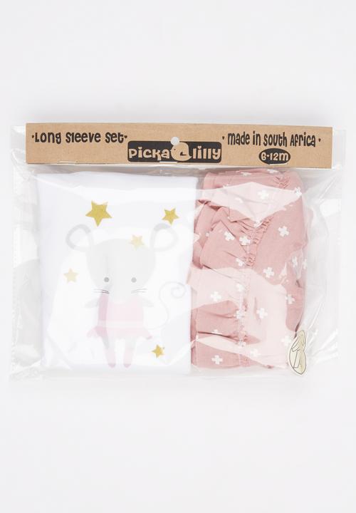 Pickalilly - Ballerina Mouse Long Sleeve Set Mid Pink