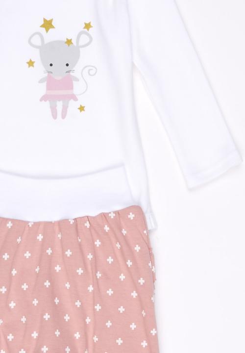 Pickalilly - Ballerina Mouse Long Sleeve Set Mid Pink