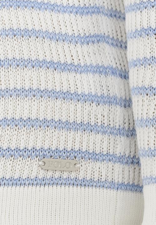 POLO - Ashleigh LS Striped Pullover Mid Blue