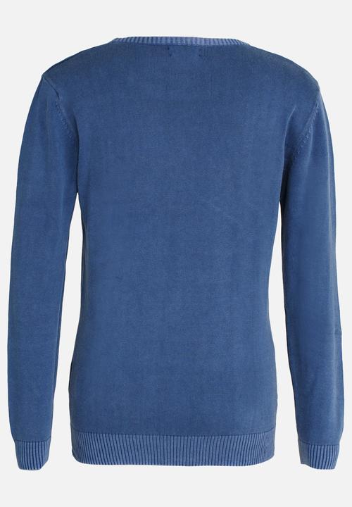 POLO - Ethan LS Crew Neck Pullover Mid Blue