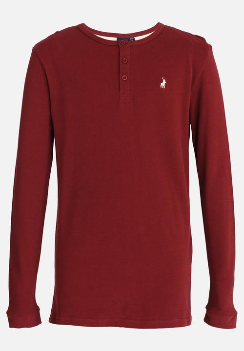 POLO - Hawke LS Henley Tee Burgundy