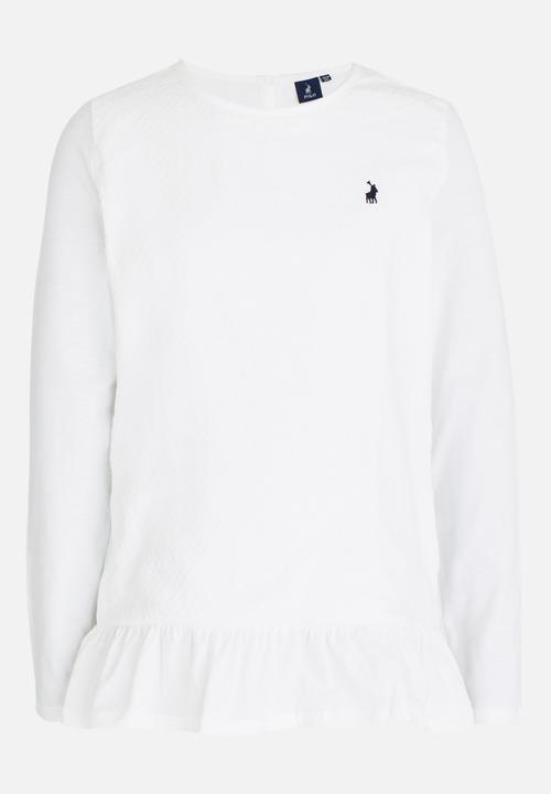 POLO - Stacey LS Woven Front Tee Off White