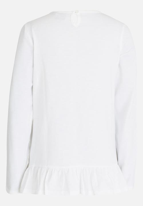 POLO - Stacey LS Woven Front Tee Off White