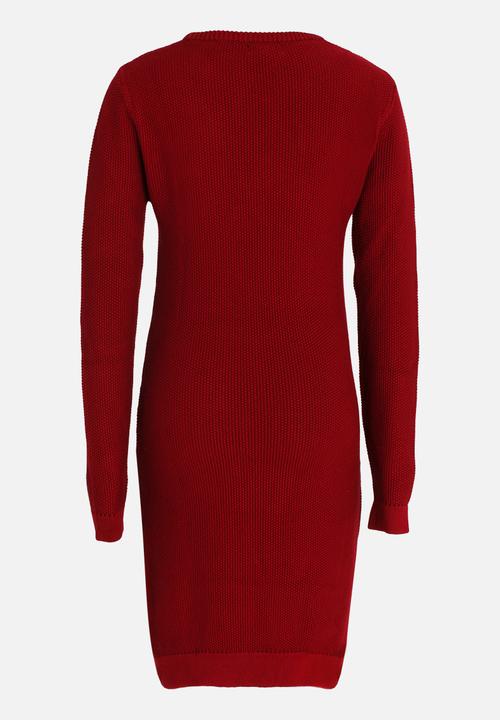 POLO - Nicola LS Knitted Dress Red