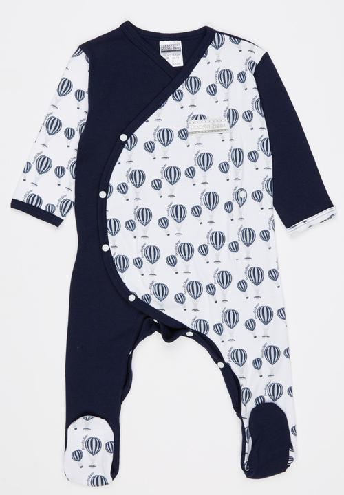 Poogy Bear - Hot Air Balloon Crossover Babygrow Navy