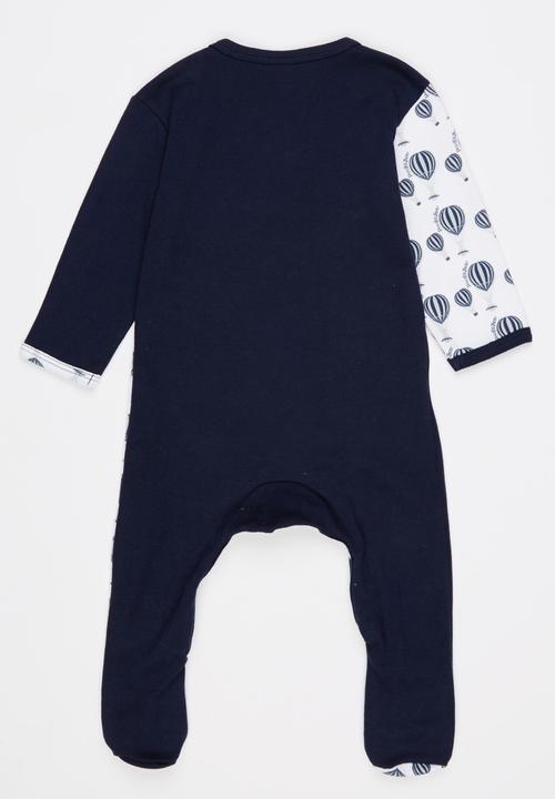 Poogy Bear - Hot Air Balloon Crossover Babygrow Navy
