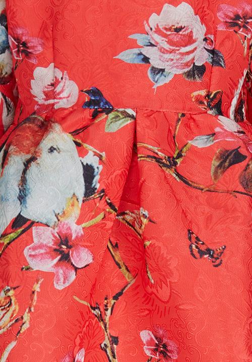 Pop Candy - Floral Print Dress Coral