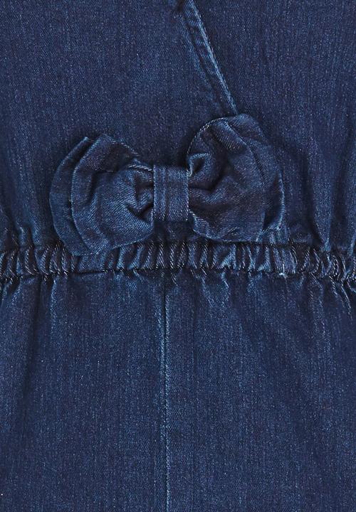 Pop Candy - Denim Pinafore Dress Dark Blue