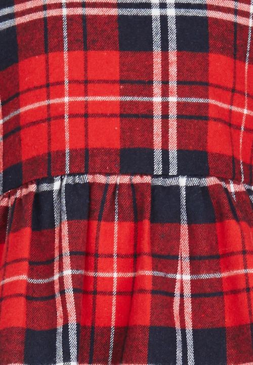 Pop Candy - Check Long Sleeve Dress  Red
