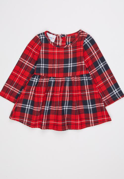 Pop Candy - Check Long Sleeve Dress Red