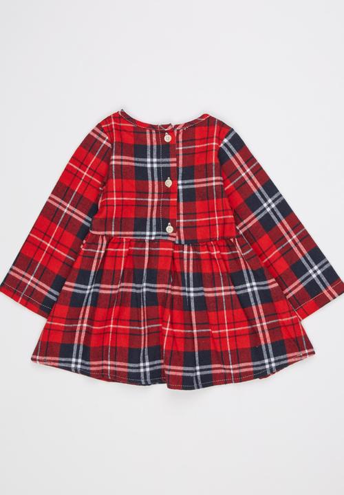 Pop Candy - Check Long Sleeve Dress Red
