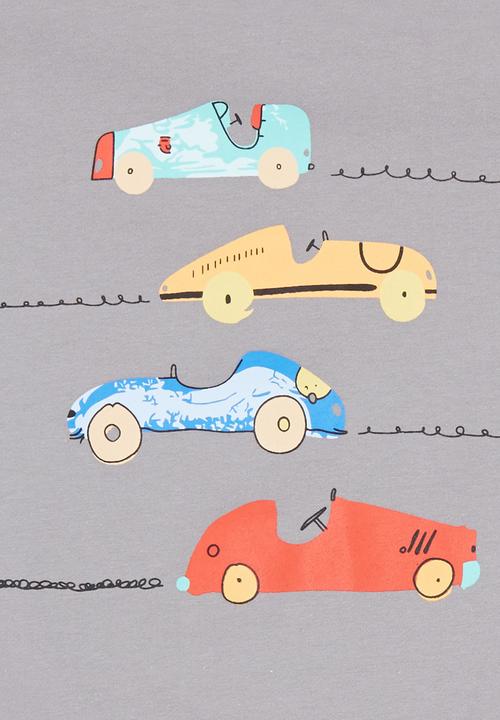 Pop Candy - Car Printed Sweater Grey