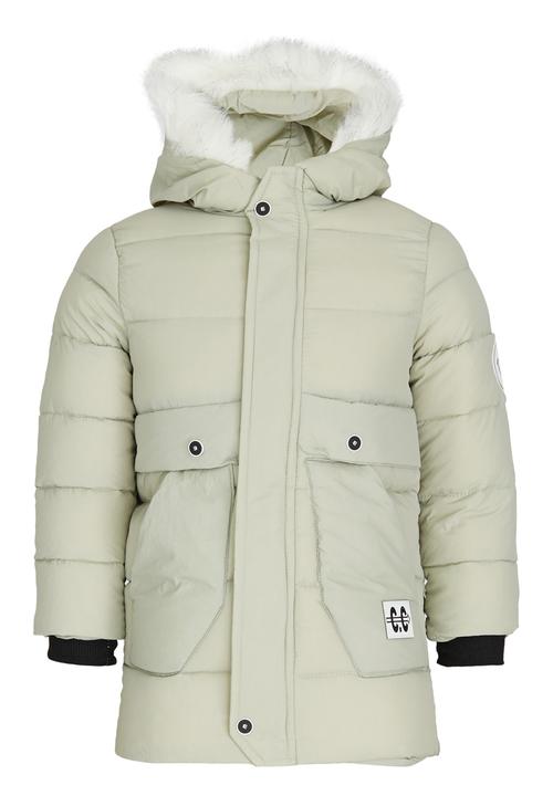 Pop Candy - Longer Length Puffer Jacket Light Green