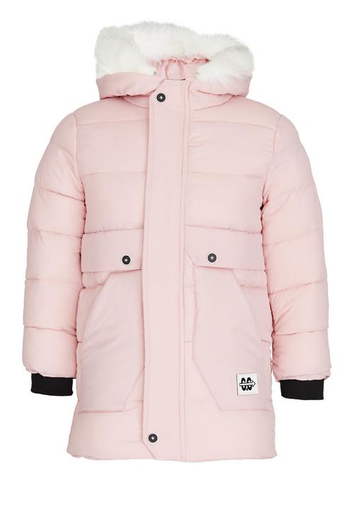 Pop Candy - Longer Length Puffer Jacket Pale Pink