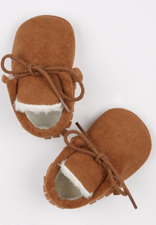 Pop Candy - Fur Lined Moccasins Mid Brown