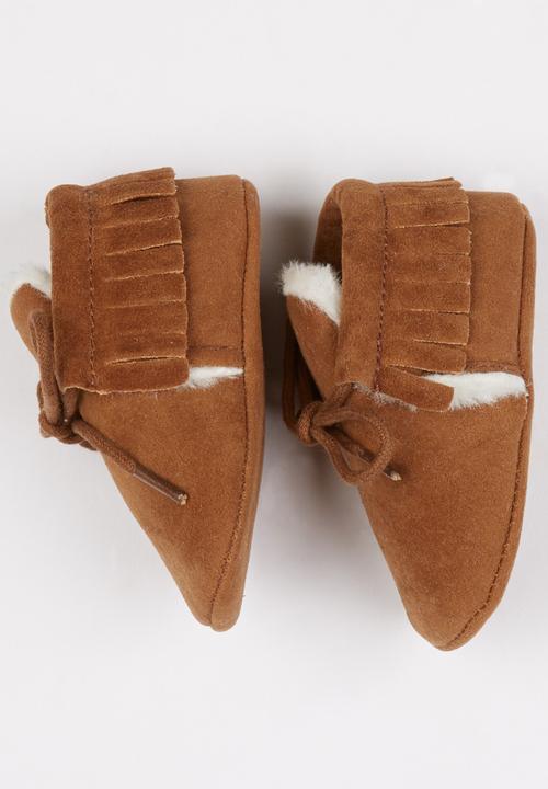 Pop Candy - Fur Lined Moccasins Mid Brown