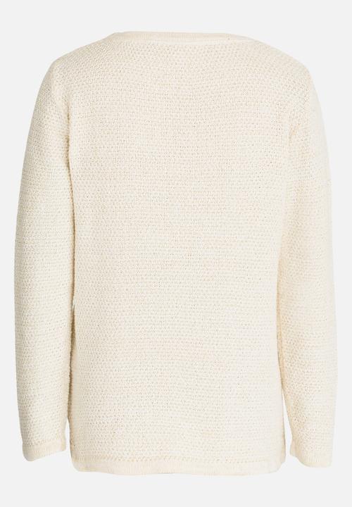 Pop Candy - Lurex Crew Neck Sweater Off White