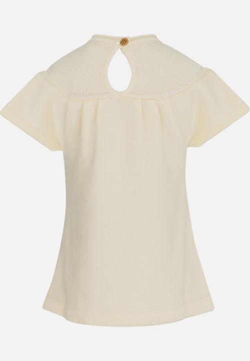Pop Candy - Jersey Dress with Cable Knit Detail Beige
