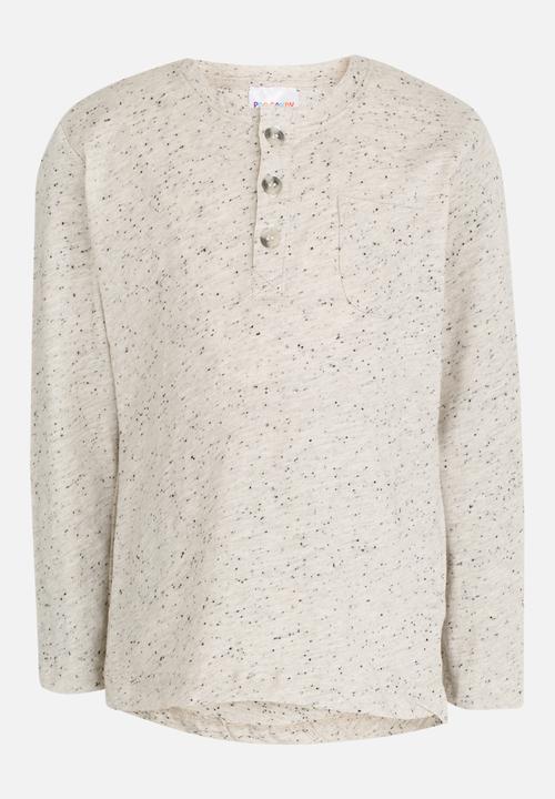 Pop Candy - Henley Long Sleeve T-shirt Grey