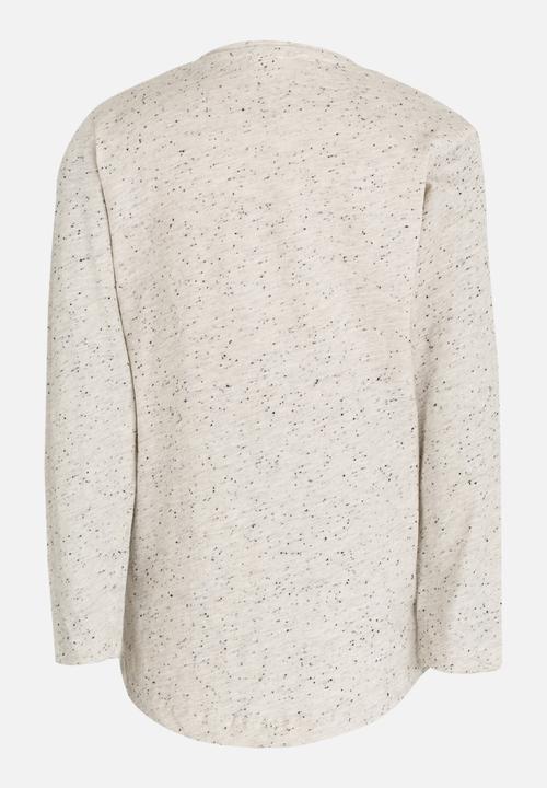 Pop Candy - Henley Long Sleeve T-shirt Grey