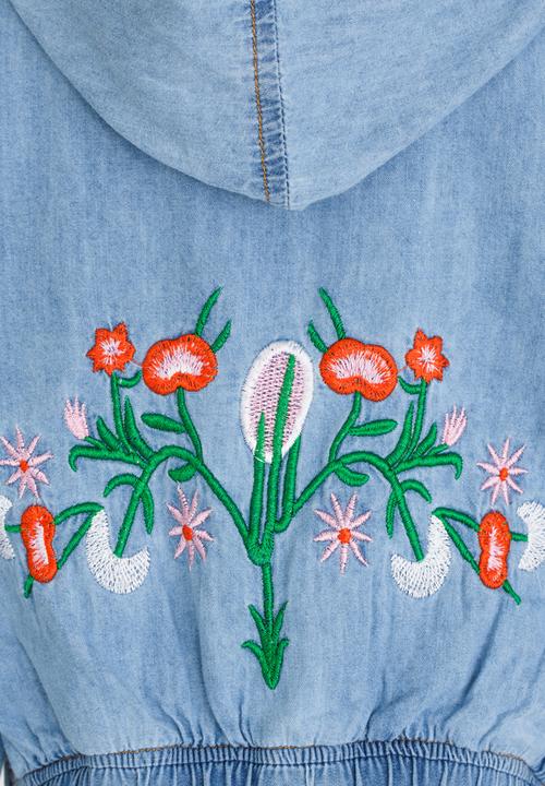 Pop Candy - Embroidered Denim Jacket Blue