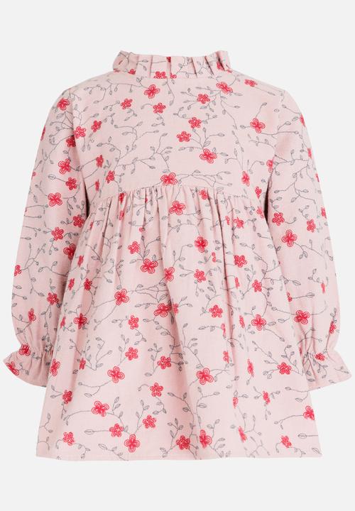 Pop Candy - Long Sleeve Printed Dress Pale Pink