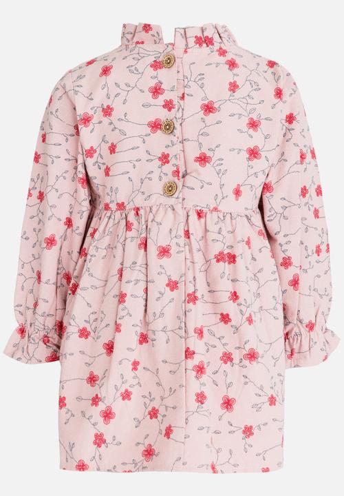 Pop Candy - Long Sleeve Printed Dress Pale Pink