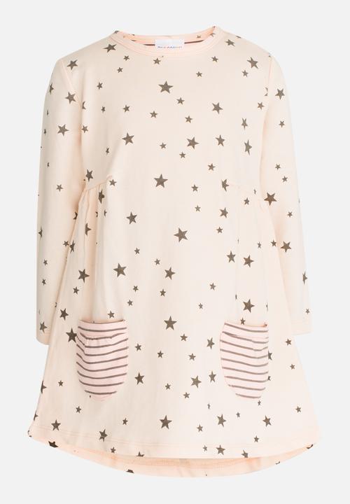 Pop Candy - Printed Long Sleeve Dress Pale Pink