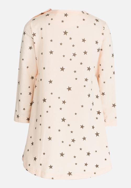 Pop Candy - Printed Long Sleeve Dress Pale Pink