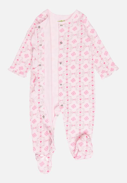 Pop Candy - Printed Bodysuit & Beanie Set Pale Pink