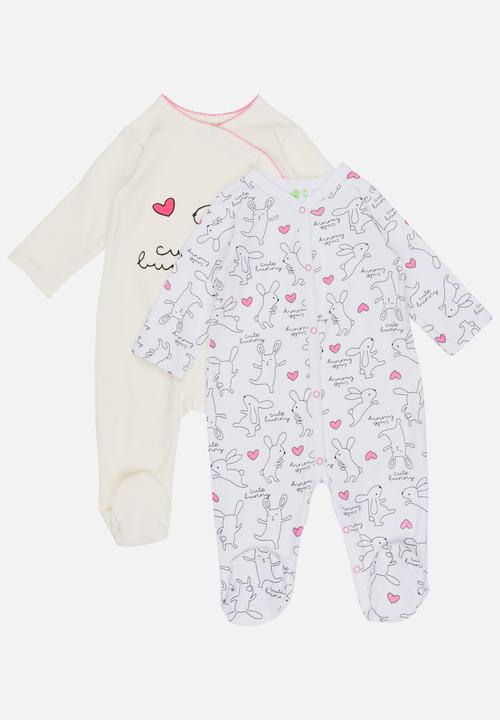 Pop Candy - 2 Pack Printed Bodysuit Set Off White