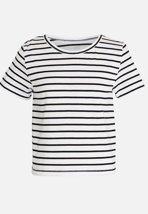 Pop Candy - Short Sleeve Stripe Tee Black and White