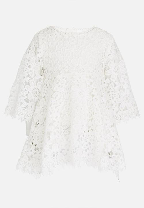 Pop Candy - Lace Bell Sleeve Dress White