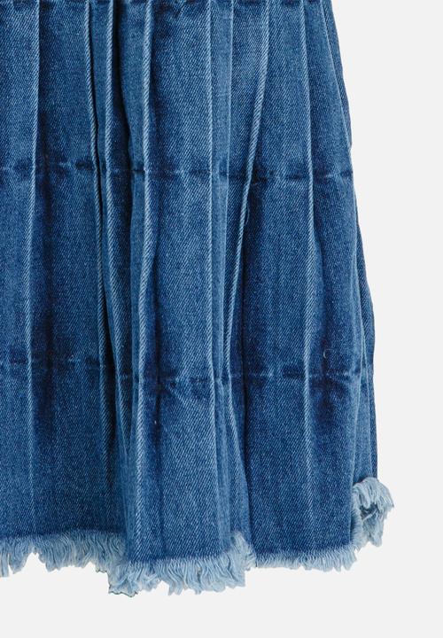 Pop Candy - Pleated Denim Skirt Blue