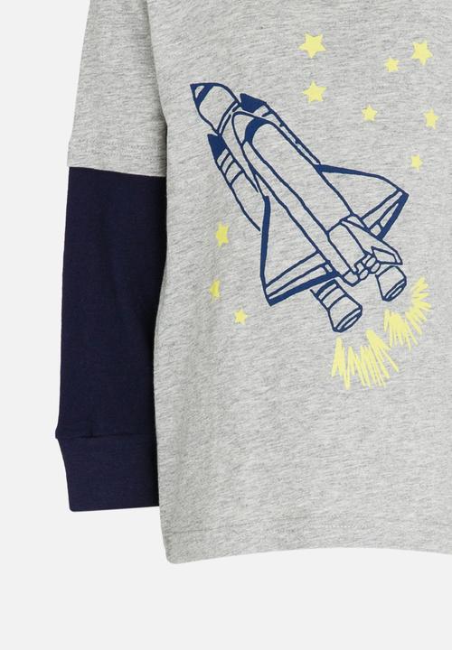 Pop Candy - Rocket Printed Tee Pale Grey