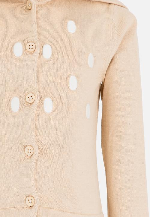 Pop Candy - Printed  Cardigan Beige