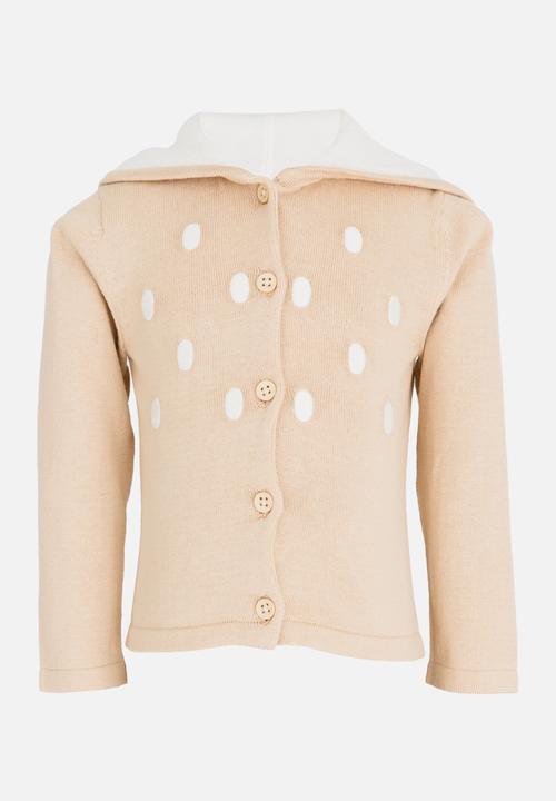 Pop Candy - Printed  Cardigan Beige